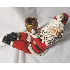 Vintage 1950's-1960's Santa Claus Taper Candle Holder Paper Mache Japan Label